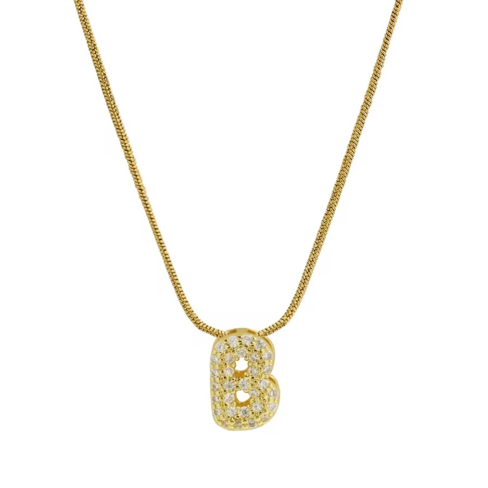 Balloon Zircon Letter B Initial Necklace